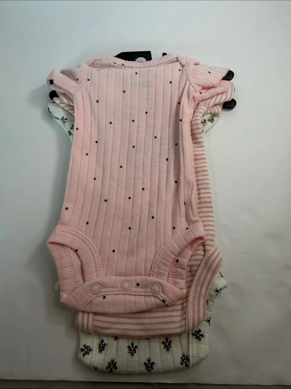 Carter's Pink Ribbed Dot Short-Sleeve Baby Bodysuit